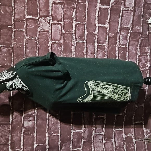 Irish Memories Heather Green T-Shirt with Gaelic Song Lyrics & Harp. Size Lg - Picture 3 of 9